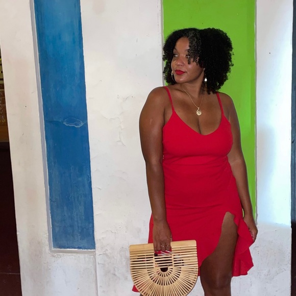 Boohoo Red Dress w/ Slit US: Size 8 in Great Condition - Picture 5 of 5